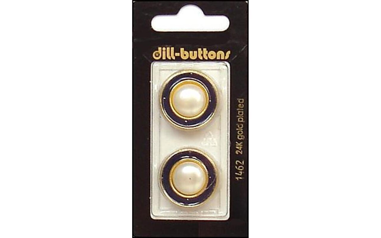 Dill Buttons 23mm 2pc Shank Enamel Blue/Gold